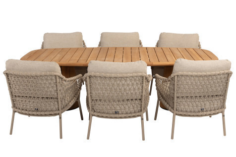  Taste Capri Barrel Table 240 Teak+6x Sardinia Low Dining